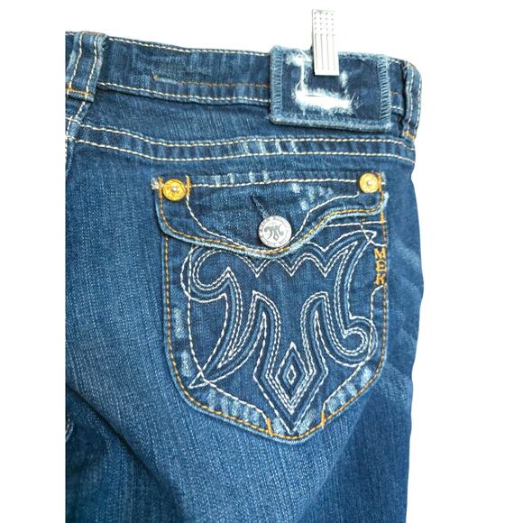 MEK by Miss Me Jeans Size 32 Oaxaca Bootcut Dark Wash Denim Button Pkt - Picture 4 of 6